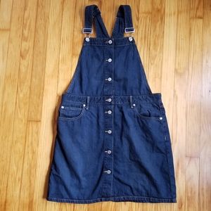 Denim bib overalls dress